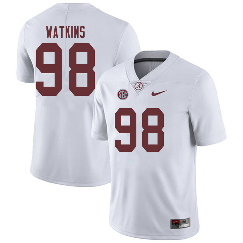 Men #98 Quindarius Watkins Alabama Crimson Tide College Football Jerseys Sale-White